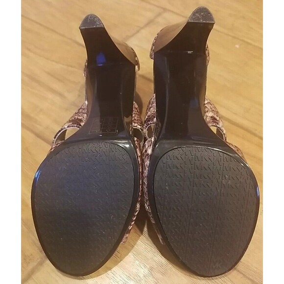 Michael Kors Berkley, Leather, T-Strap, Snake Print Zippered Heels Sz 10M READ - Picture 9 of 16